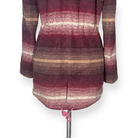 JACK BY BB DAKOTA Wool Blend Hooded Coat Zip Jacket Drawstring Ombre Red Small - Picture 10 of 16